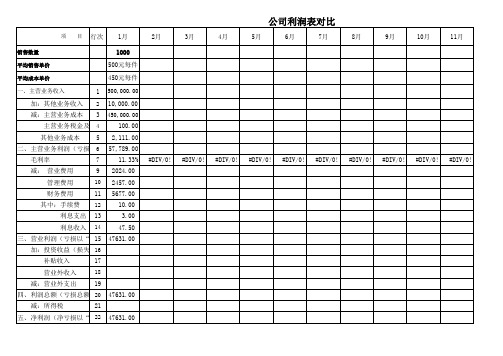 利润对比表模板