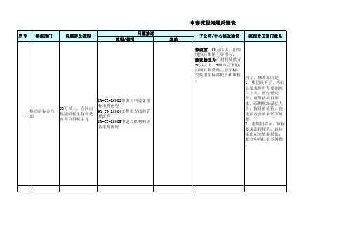 附表1：流程问题反馈表(模板)