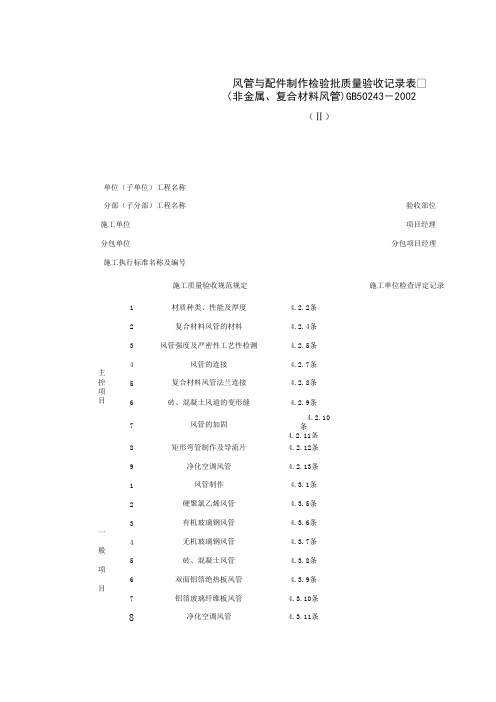 4风管与配件制作检验批质量验收记录表(非金属复合材料风管)