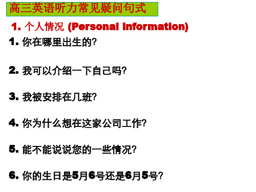 中学生高考英语必备材料11  翻译练习 听说考试 part B  常见疑问句式归类