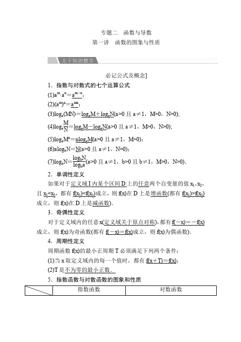 金版教程高考数学文二轮复习讲义：第二编专题整合突破专题二函数与导数第一讲函数的图象与性质含解析