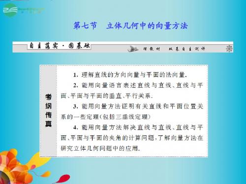 高三数学一轮复习 第七章 第七节 立体几何中的向量方法课件 理 新人教A版