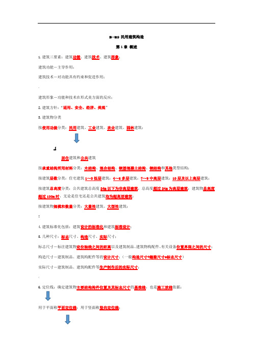 房屋建筑构造知识点整理笔记