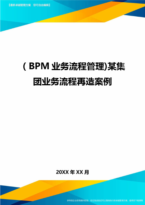 (BPM业务流程管理)某集团业务流程再造案例