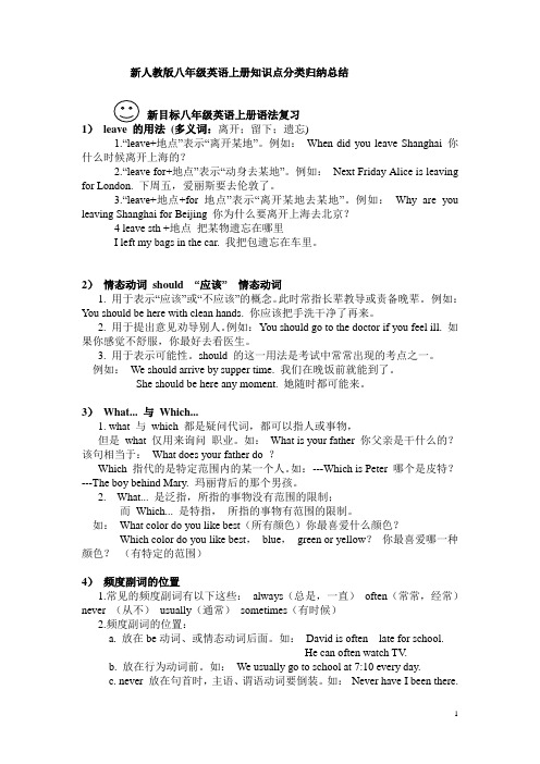 8年级上英语语法重点和知识点归纳精讲