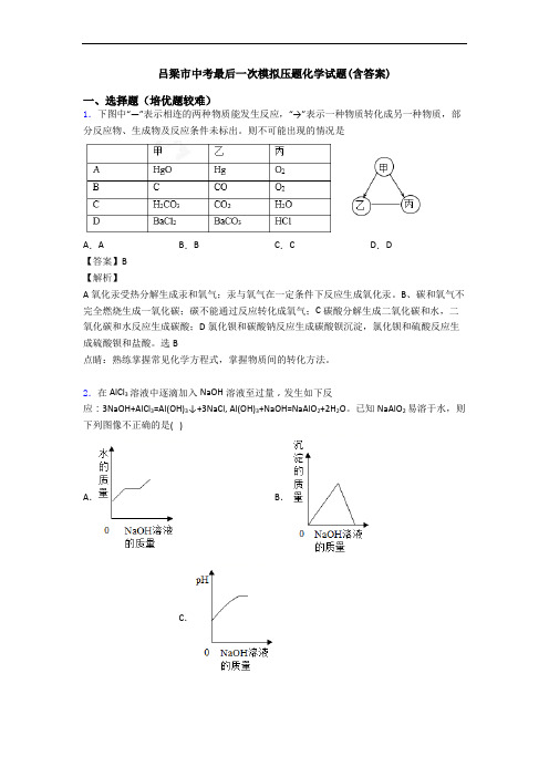 吕梁市中考最后一次模拟压题化学试题(含答案)