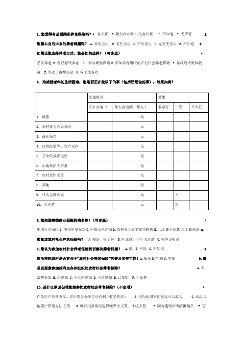 新型农村养老保险问卷调查表