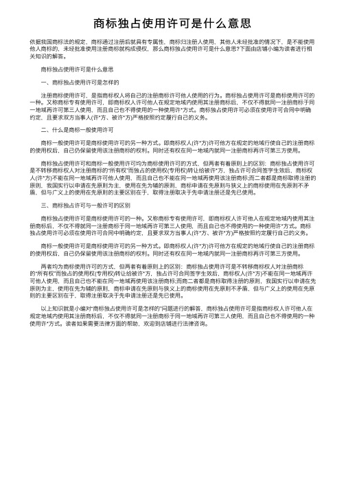 商标独占使用许可是什么意思