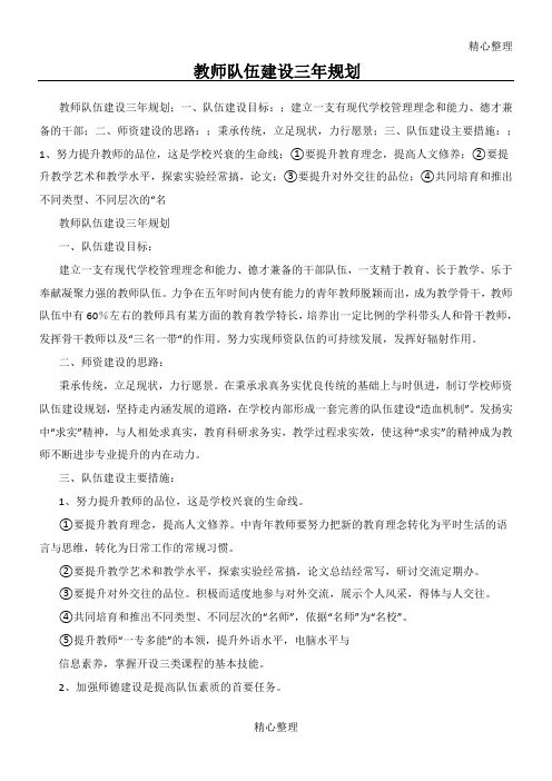 教师队伍建设三年规划