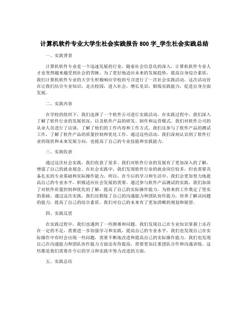 计算机软件专业大学生社会实践报告800字_学生社会实践总结