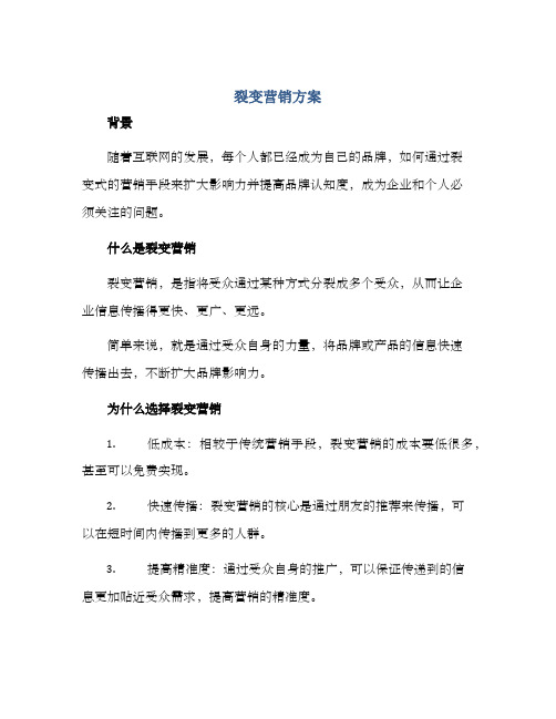 裂变营销方案