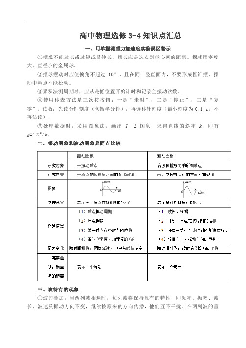 高中物理选修3-4知识点汇总