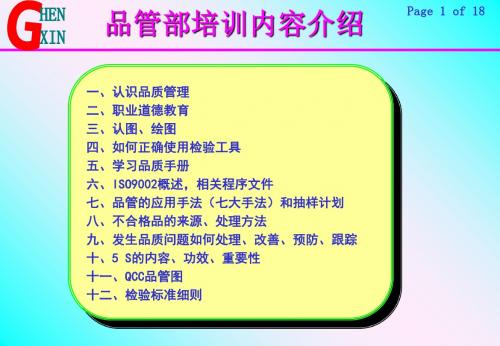 品管部培训内容 共19页