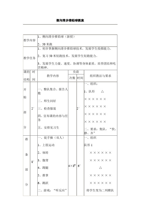 侧向滑步推铅球教案