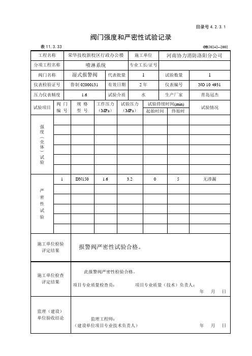 湿式报警阀阀门强度和严密性试验记录3.doc