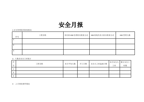 职业健康安全、环境(HSE)月报