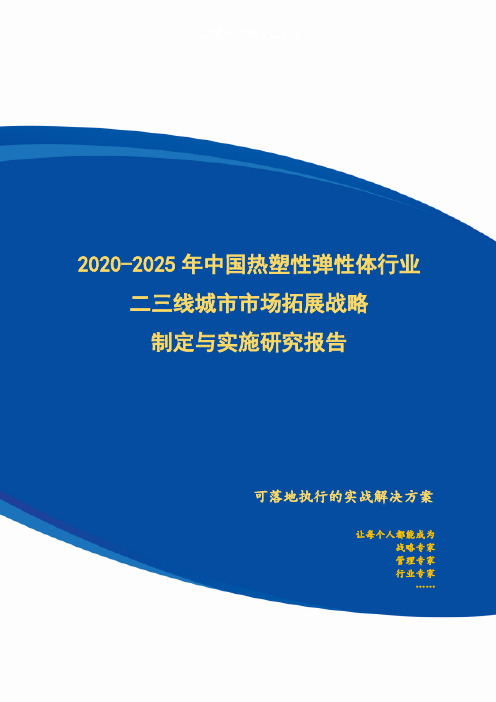 2020-2025年中国热塑性弹性体行业二三线城市市场拓展策略制定与实施研究报告