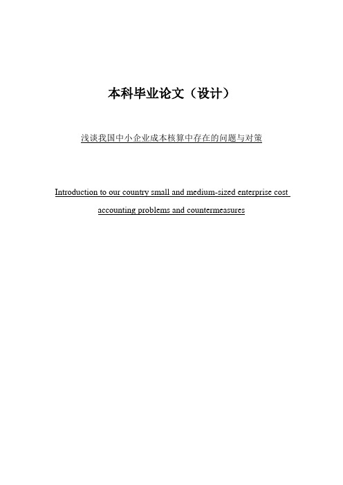 浅谈我国中小企业成本核算中存在的问题与对策毕业论文