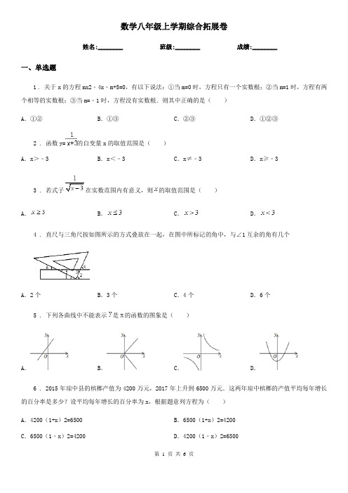 数学八年级上学期综合拓展卷