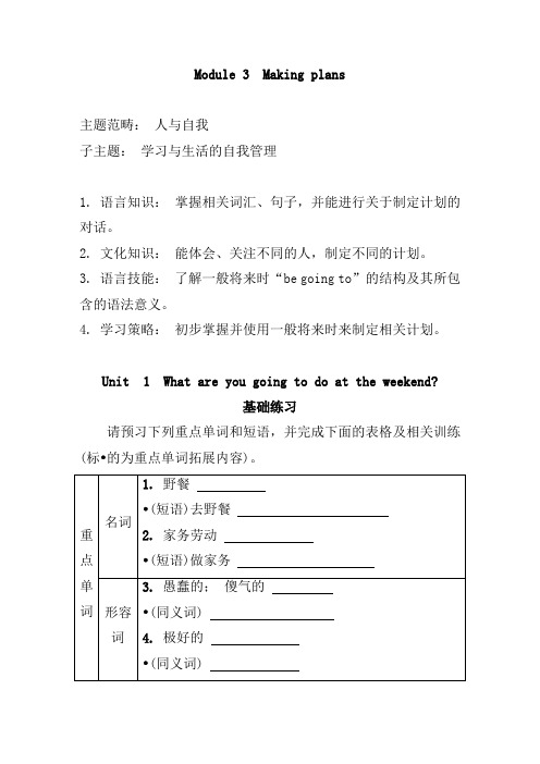 Module3Unit1导学案英语七年级下册