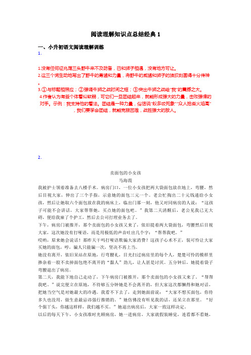 小升初阅读理解知识点总结经典1