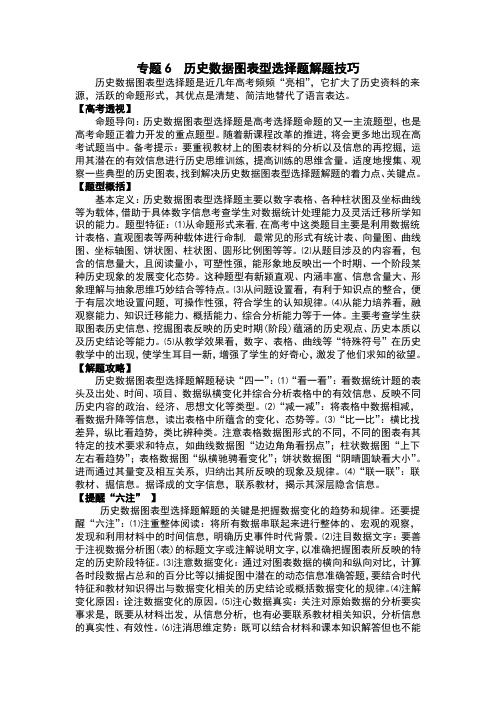 高考历史专题复习：专题6 历史数据图表型选择题解题技巧