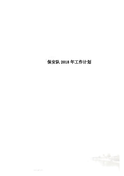 保安队2018年工作计划