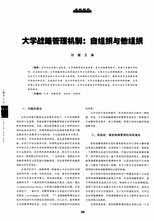 大学战略管理机制：自组织与他组织