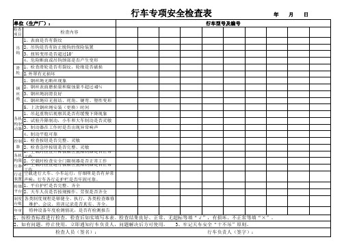 行车专项检查表