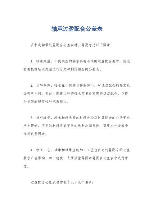 轴承过盈配合公差表