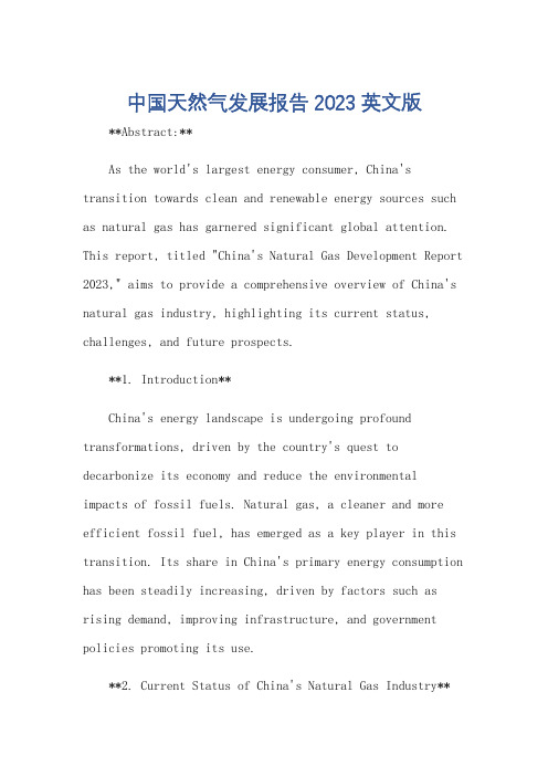 中国天然气发展报告2023英文版