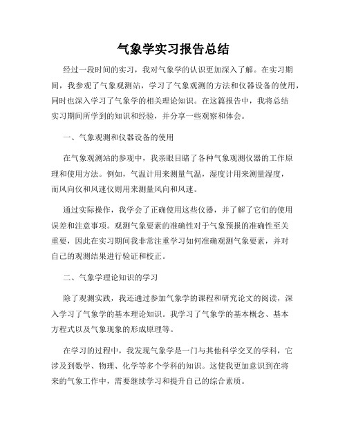 气象学实习报告总结