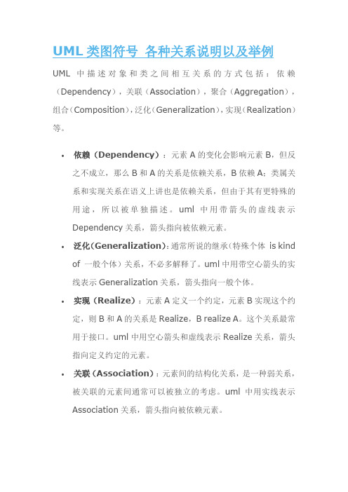 UML类图符号 各种关系说明以及举例