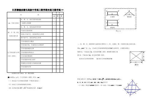 江苏赣榆县赣马高级中学高三数学期末复习立体几何教学案09