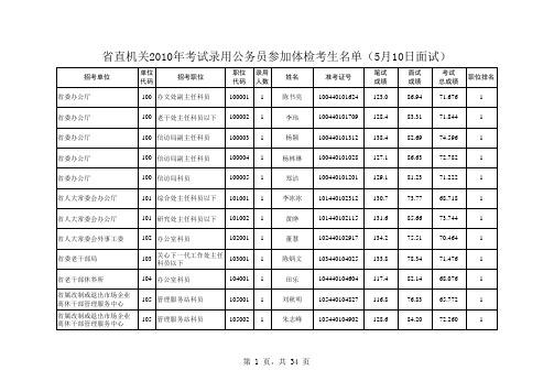 2010年广东省公务员考试面试真题汇总