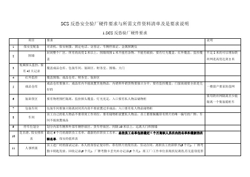 SCS反恐安全验厂硬件要求与所需文件资料清单及是要求说明