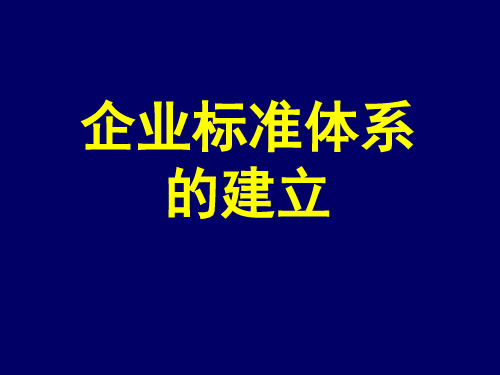 企业标准体系的建立