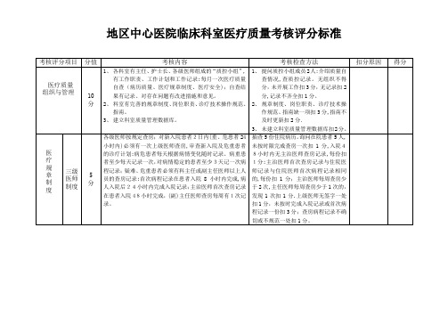 医疗质量考核评分表