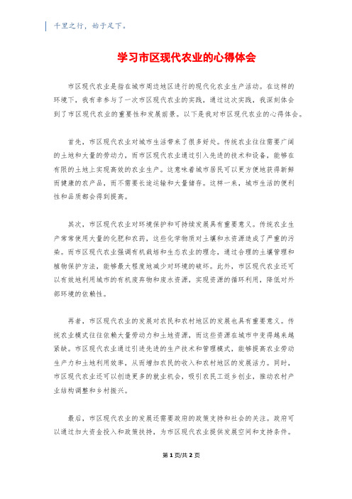 学习市区现代农业的心得体会