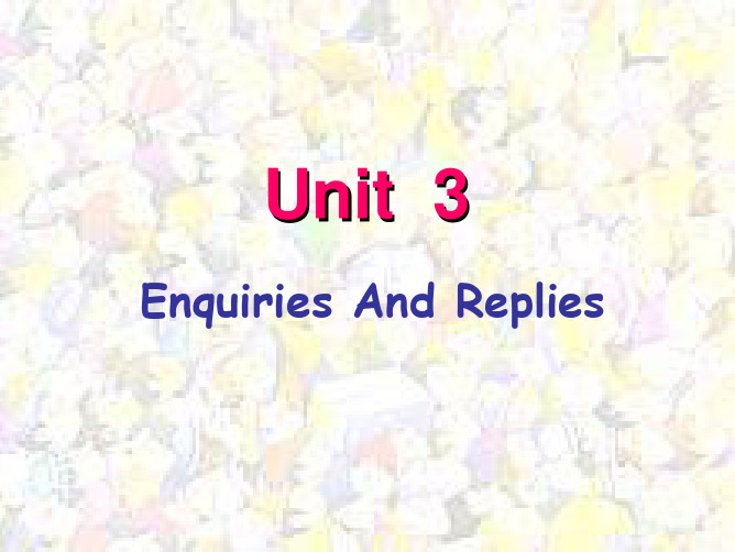 unit 3 Enquiries and Replies