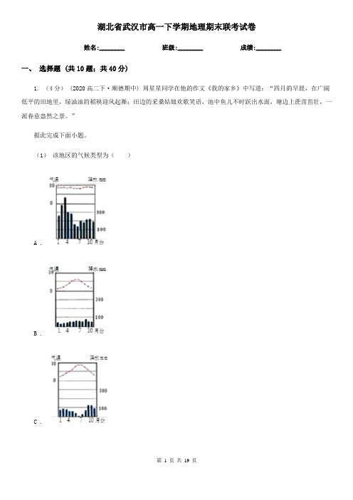 湖北省武汉市高一下学期地理期末联考试卷