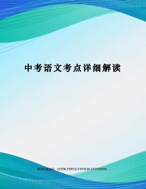 中考语文考点详细解读