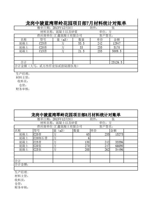 材料统计对账单