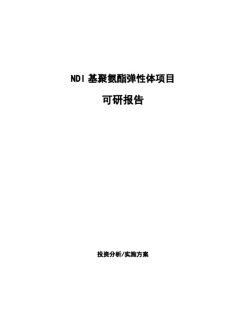 NDI基聚氨酯弹性体项目可研报告