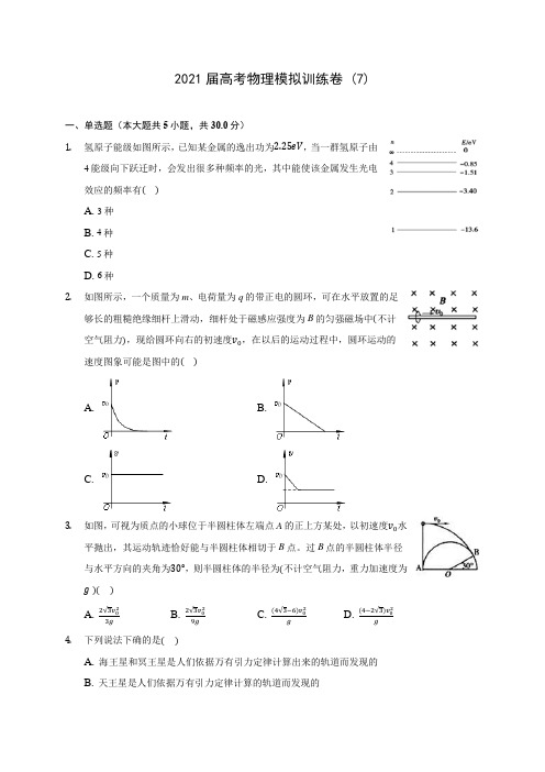 2021届高考物理模拟训练卷 (7)(含解析)