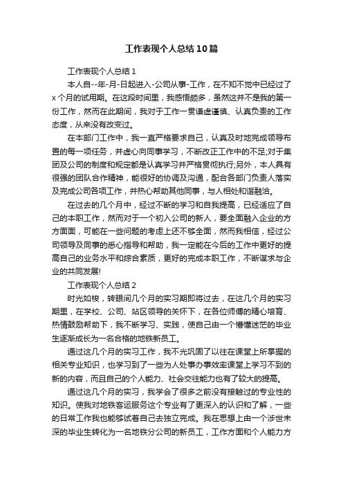 工作表现个人总结10篇