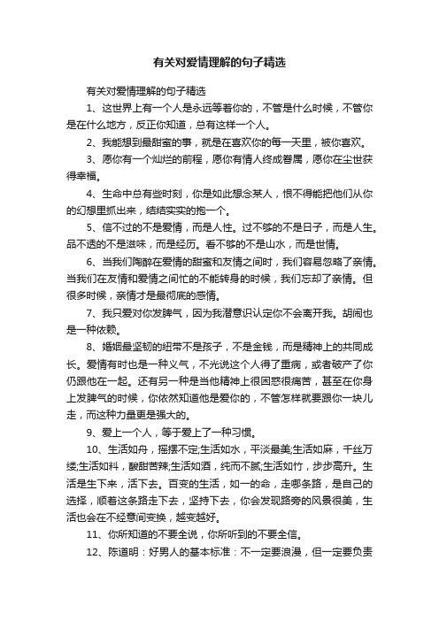 有关对爱情理解的句子精选