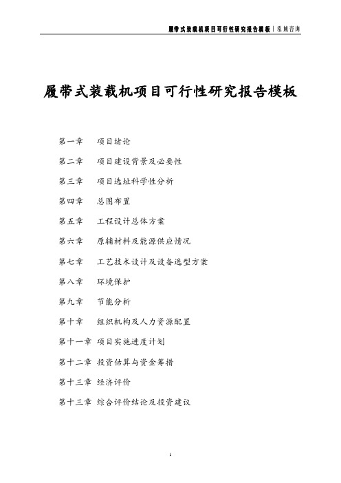 履带式装载机项目可行性研究报告模板