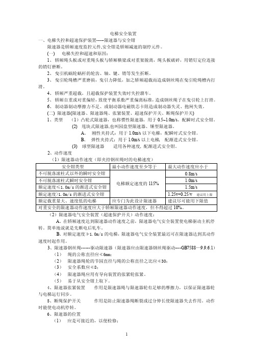 电梯常用安全保护装置介绍