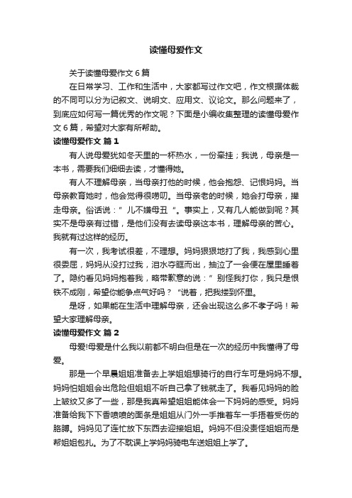 关于读懂母爱作文6篇